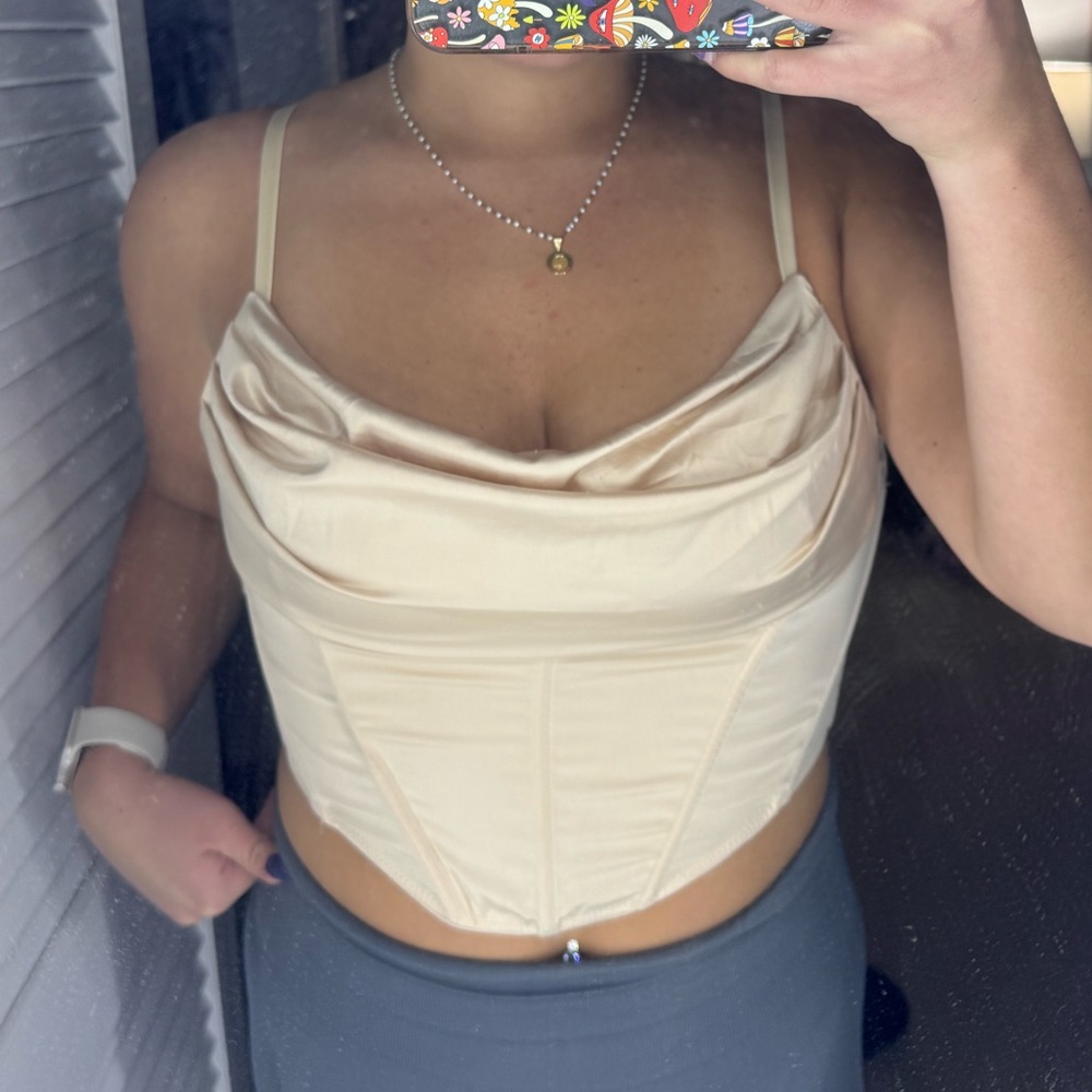 Urban Outfitters corset top in champagne